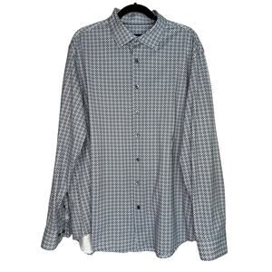 Bugatchi Men XXL OoohCotton Tech Chain Button Down Dress Shirt 8 Way Stretch